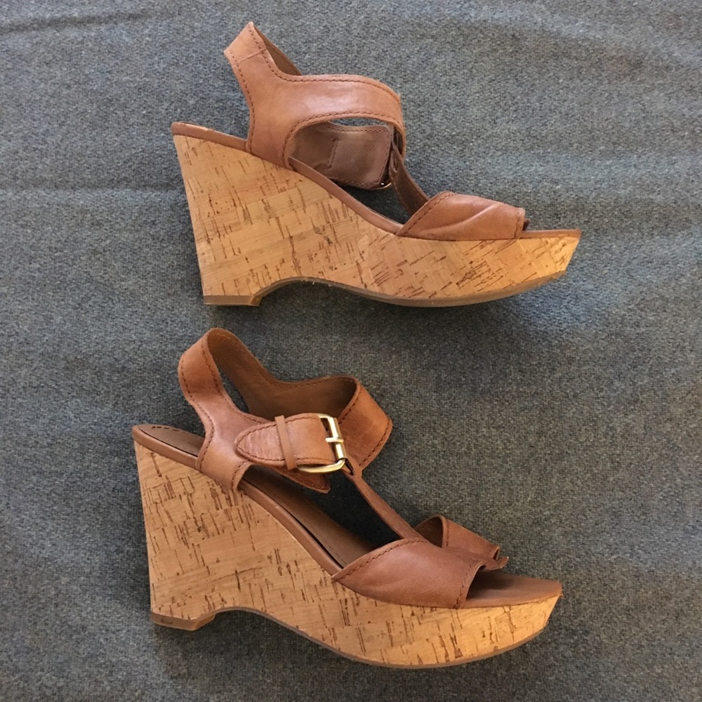 Franco Sarto women’s brown leather wedge sandals
